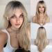HAIRCUBE Ombre Blonde Wigs with Bangs Shoulder Length Ash Blonde Wig for Women  Layered Wigs Dark Roots Synthetic Wigs for Daily Party 24IN
