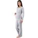Nursing Pyjamas Set with Lace | Maternity Sleepwear for Pregnancy & Breastfeeding - Long Sleeve - M Gray - Buy Online on GoSupps.com
