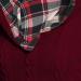 Yihaojia Womens Hooded Sweater Twisted Cable Knit Plaid Patchwork Hoodie Shirt Mock Button Shawl Neck Pullover Sweatshirts Wine Medium - Buy Online on GoSupps.com