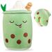BoBa Plushie Bubble Tea Plushi Fruit Plush Pillow Ice Cream Plush Pillow Cushion Stuffed Animal Pillow Skin-friendly Comfortable Cushion Cuddle Hugging Pillow Fluffy Toy Pillow Milk Tea Cushion 35cm Green