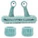 WLLHYF Spa Headband Face Wash Wristband Set Makeup Head Band Snail Coral Fleece Hair Band Skincare Hairband Elastic Creative Cartoon Head Wraps Cute Hair Accessories for Women Girls (Green)