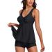Modest Tankini Swimsuit Set | Floral Print Tank Top with Boyshorts | Tummy Control | X-Large Black - Buy Online on GoSupps.com