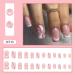 24 Pcs Pink French Press On Short Square False Nails with Butterfly & Heart Design - Nail Art Rose Pink with Glue - Stick On Nails for Women and Girls - Buy Online on GoSupps.com