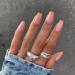 RUNRAYAY 24pcs Press on Nails Medium Orange Artificial Nails Almond Glue on Nails Artificial Nails Acrylic Nails for Women and Girls