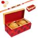 Ghasitaram Gifts Rakhi Gifts for Brothers 2 Laddoo Box of Besan laddoo with Pearl Beads Rakhi