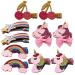 Lurrose 10Pcs Glitter Hair Clip Lovely Rainbow Cherry Unicorn Hair Clips Shiny Crocodile Hair Clips for Girls