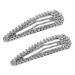 2PCS Rhinestone Snap Hair Clip Metal Snap Hair Clips Silver Snap Hair Clip Hair Clips with Rhinestone Shining Snap Hair Clip for Women 2Pcs-Silver