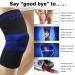 Knee Brace Compression Sleeve - Support for Arthritis Running Basketball | Side Spring & Silicone Pad - XXL (Black-Blue - Buy Online on GoSupps.com