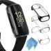3 Pack - Fintie Case Compatible with Fitbit Inspire 3 / Inspire 2 / Inspire HR Flexible Soft Full-Around Watch Screen Protector TPU Case Cover Bumper Shell Black+Clear+Silver