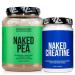NAKED Chocolate Pea Protein Isolate 2LB Pure Micronized Creatine Monohydrate 500g (100 Servings) Vegan Bulk Non-GMO Gluten Free Soy Free