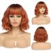 Bestung Short Wavy Ombre Ginger Wig with Fringe for Women - 10 Inch Bob Wig with Bangs, Synthetic Hair, Dark Roots, Water Wave Natural Look - Ideal for Daily Wear and Parties - Buy Online on GoSupps.com