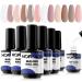Morovan 5 in 1 Builder Gel for Nails: 6 Colors Builder Gel Nail Kit with Mini UV Light Top Coat Dual Nail Forms 15ml Builder Nail Gel for Nail Extension 6 Colors Nude