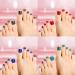 288 Short Square False Toe Nails - 12 Sets Glossy Press On Toe Nails in Bright-color Pattern - DIY Manicure - Buy Online on GoSupps.com