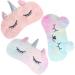 Plush Sleeping Eye Cover 3 Pcs Eye Blindfold Soft Cute Unicorn Sleep Eye Mask Animal Sleeping Eye Shade for Kids Girls and Adult (3PCS Mix Styles)