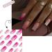FEIlei 24Pcs Long Press on Nails Coffin French Fake Nails Tip Gradient Acrylic Nails Glossy False Nails for Women Girls - Buy Online on GoSupps.com
