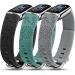 Minyee Soft Silicone Floral Engraved Sport Strap Dandelion Wristband Replacement Compatible with Fitbit Luxe Bands for Women for Fitbit Luxe Watch Bands - pack of 3 - Black & Green & Gray