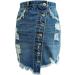 Sanahy Women's Distressed Dark Wash Denim Pencil Skirt - XXL Blue - Buy Online on GoSupps.com