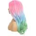 FAELBATY Colorful Rainbow Ombre Wig for Cosplay and Parties - 16 Inch Short Wavy Costume Wig for Women and Girls - Buy Online on GoSupps.com