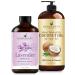 Handcraft Blends Relaxing Body Set: Fractionated Coconut Oil (16 Fl Oz) and Lavender Essential Oil (4 Fl Oz) 100% Pure & Natural for Massage Sleep and Skin Hydration