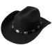 Lanzom Women Men Western Cowboy Cowgirl Hat Fedora Outdoor Felt Wide Brim Hat with Belt Buckle Black Medium