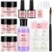 Acrylic Nail Kit with Prep Dehydrator and Primer, Acrylic Nail Powder and Liquid Kit French Clear Nail Tips Glue Brush DIY Nail Kit with Everything White, Pink, Clear
