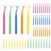 Zykort 50 pieces of interdental brushes toothbrushes for tooth cleaning push pull L-toothbrushes with 5 colors and 5 sizes toothbrushes for oral care with lids for the interdental spaces