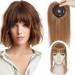 12" Hair Toppers with Fringe for Thinning Hair Women Real Hair #6 Light Brown (35g)
