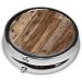 Brown Wood Printed Mini Round Pill Box | 3 Compartment Portable Pill Organizer for Travel & Home Use - Buy Online on GoSupps.com