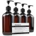 Empty Plastic Bottles with Pump Dispenser and 6pcs Labels Included Refillable Travel Containers for Hand sanitizer Shampoo Lotion etc - BPA/Paraben Free 500ml/16.9oz (4 Pack)