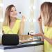 Forrica Double Layer Ladies Cosmetic Bag with Mirror - Travel Makeup Pocket Organizer - Stylish Black Makeup Storage for Girls - Buy Online on GoSupps.com