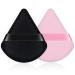 2PCS Powder Puff Face Triangle DUAIU Velvet Powder Puffs for Pressed Powder Reusable Makeup Puff Puffy Makeup Sponge with Strap for Loose Powder Body Foundation Wet Dry Dual-Use Tool (Black&Pink) black+pink