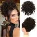RUWISS Messy Bun Short Curly Drawstring Ponytail Extension Loose Hair Bun Hair Pieces for Women High Temperature Synthetic Hair Bun Extension Dark Brown 1 Count (Pack of 1) Dark Brown