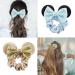 Minnie Mouse Velvet Scrunchies with Sequin Bows - 4 Pcs Hair Bands for Women, Girls, Kids in Yellow, Red, Blue, Ivory - Buy Online on GoSupps.com