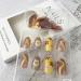 24 Pcs Short Almond French Tip Flower Press on Nails - Cute Sunflower False Nails for Women and Girls - Buy Online on GoSupps.com