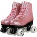 XUDREZ Shiny PU Leather High-top Roller Skates for Women Men - Crystal Pink Flash Wheels, Size 42 - Buy Online on GoSupps.com