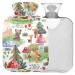 Naanle hot hot water bottle with cover forest fox fox bear transparent hot water bottle heat bottle for back pain relief handfoot warmer neck warmth and cold therapy 2l