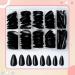 240Pcs Almond Press On Nails - Short Black Glossy Full Cover Fake Nails for Women & Girls | Artificial Acrylic Fingernails Design - Buy Online on GoSupps.com