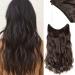 Invisible Secret Hidden Wire in Hair Extensions 20 Inches Long Wavy Curly Synthetic No Clip in Hairpieces Miracle Translucent Fish Line Dark Brown