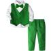 mintgreen Baby Boys Gentleman Suit Set Long Sleeve Shirt with Bowtie + Waistcoat + Pants Size: 1-4 Years Green 2-3 Years