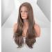 Vebonny 22-Inch Dark Brown & Blonde Highlights Lace Front Wig - Synthetic Straight Wig #097 - Buy Online on GoSupps.com