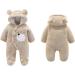 Borlai Baby Winter Snowsuit Romper | Fleece Hooded Onesie for Girls Boys | Warm Jumpsuit Outfit | Khaki 9-12 Months - Buy Online on GoSupps.com