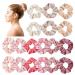 Cotting rubber scrunch with 18 pieces Scrunchies including pink scrunch pastel scrunching hair tie together with hair tie Elastic rubber bands with hair accessories for girls women's ponytail