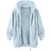 Shop Hanxiulin Oversized Plush Jacket for Women | Warm Lined Fleece Coat in Light Blue | Elegant Hoodies & Quilted Jackets Up to 4XL - Buy Online on GoSupps.com