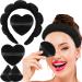 TNZLTDW Black Headband Spa Headband for Women with 4 Pieces Powder Puffs  Sponge and Cloth Spa Headband for Washing Face Puffy Spa Headband for Makeup and Skincare Non Slip Skin Care Headband Sponge Beauty Makeup Tools