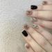 Handmade Nail Art Black Halo Dyed Short Style Compatible with Wearing Fake Nail Patches(S)