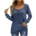 Yck-SAiWed Women's V-Neck Ruched Tunic Long Sleeve Top - Blue XX-Large - Buy Online on GoSupps.com
