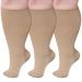 Putuo compression stockings thick calves for men: thrombosis socks women oversize support stockings compression socks for flight medical running 3 couples beige 4xl