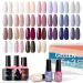 Gellen Gel Nail Polish Kit - 28 Pack Glossy/Matte Top & Base Coat, Nude Grays Pastels Glitter Gel Polish Kit, Trendy Nail Gel Polish Home/Salon Gel Manicure Kit *Nude Grays*