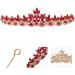 Beaupretty Women s Bridal Crown Headband - Crystal Leaves Wedding Headpiece in White & Red - Buy Online on GoSupps.com