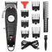 KEIMEI Black Leather Hair Clippers for Men Adjustable Blade Cordless Clipper Professional Barber Clippers USB Rechargeable Wireless Haircut Clippers
